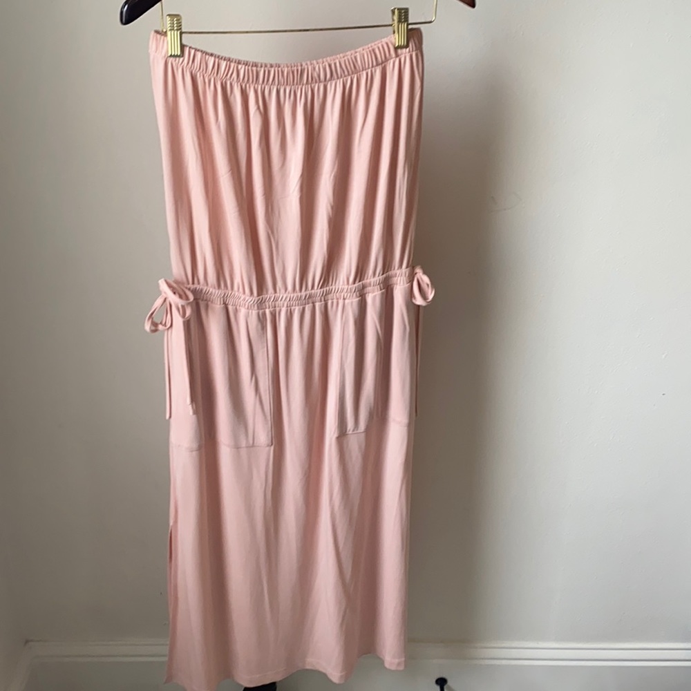 Pink Strapless Casual Dress by 1.State